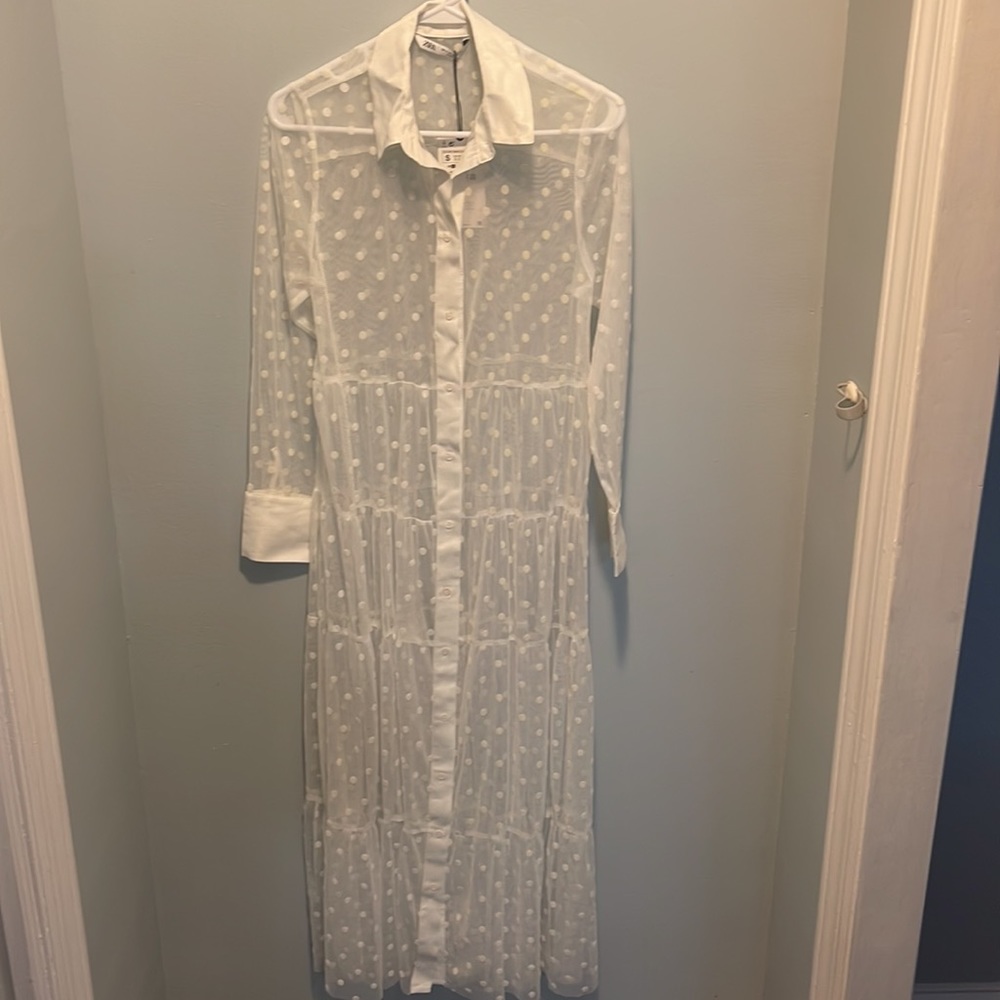 Zara Long Polka Dot Tulle Dress *NWT* - Picture 10 of 15